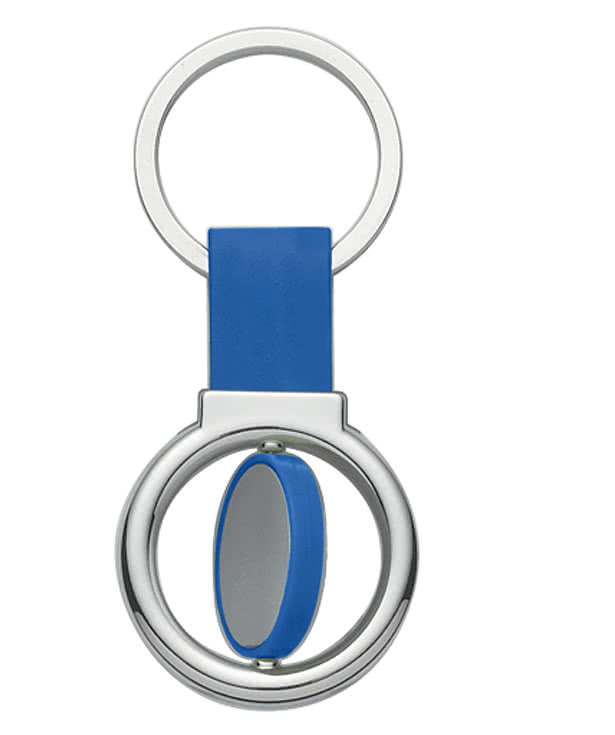 Laser Engraved Circular Metal Spinner Keychain