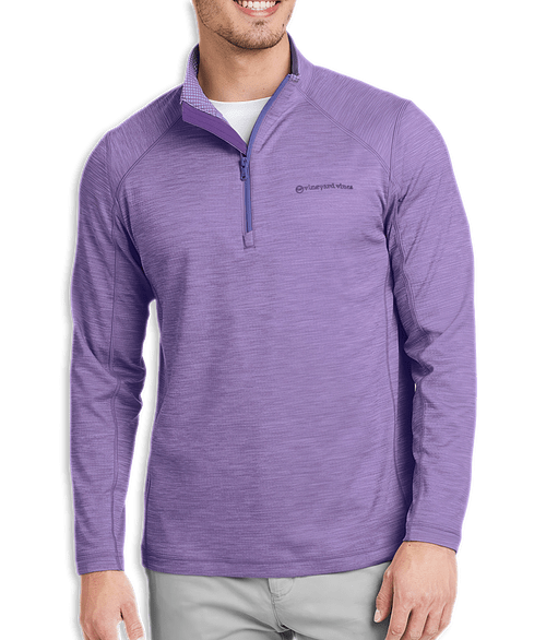 Vineyard Vines Sankaty Logo Quarter Zip Sweatshirt - Printed in Collegiate Purple