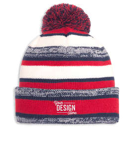 New Era Sideline Fleece Lined Pom Pom Beanie - Color: Red / Navy