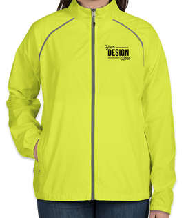 Elevate Women's Egmont Packable Contrast Zipper Windbreaker - Color: Hi-Liter Green / Steel Grey