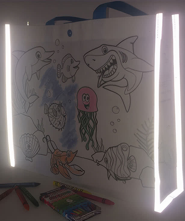 Non-Woven Reflective Coloring Tote Bag with Crayons