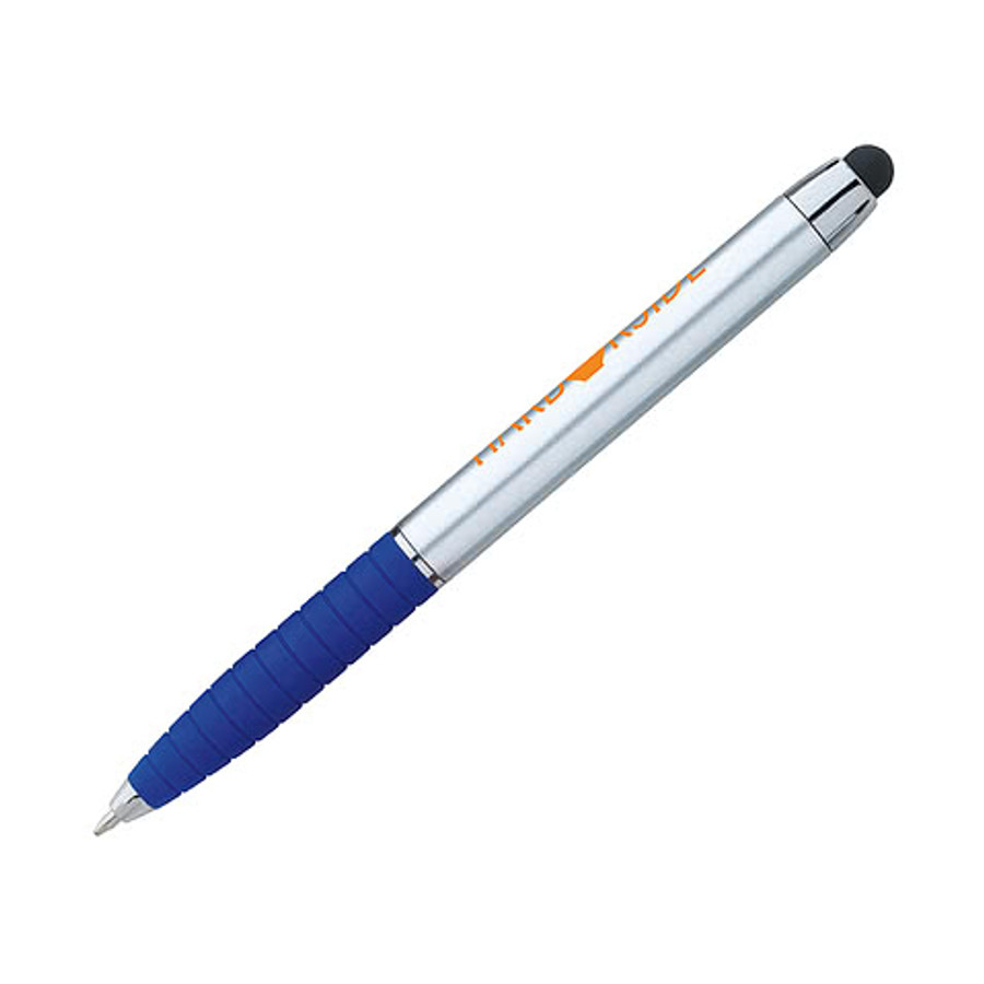 Silver Cool Grip Stylus Pen (black ink) in Black With Black Ink