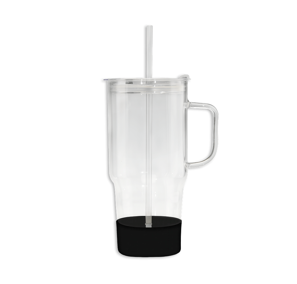 Laser Engraved 40 oz. Cafe America Glass Dual Lid Travel Mug with Straw-default