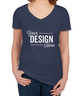 Canada - Threadfast Women's Slim Fit Lightweight V-Neck Pigment Dyed T-shirt - Color: Navy