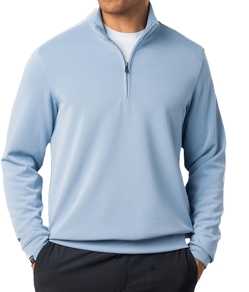 Storm Creek Comfort Zone Recycled Quarter Zip Sweatshirt in Sky Blue