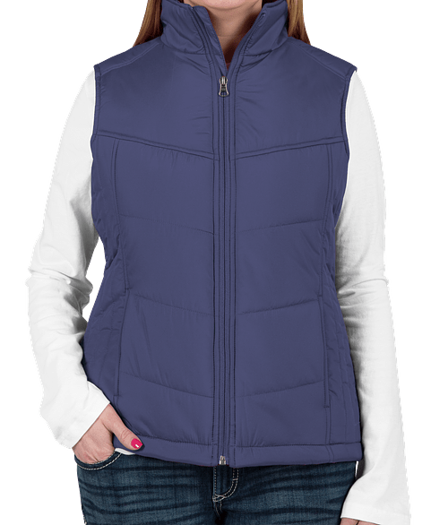 Port Authority Women's Puffy Vest - Embroidered in Mediterranean Blue / Black