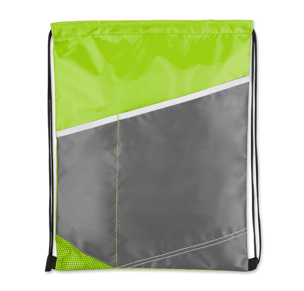 Contrast Diagonal Pocket Drawstring Bag-default