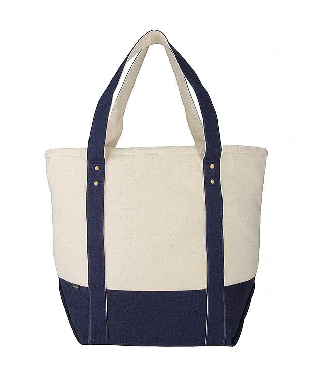 Seaside Zippered Cotton Tote Bag