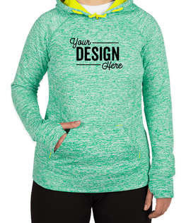 J. America Women's Cosmic Performance Pullover Hoodie - Color: Emerald / Neon Yellow