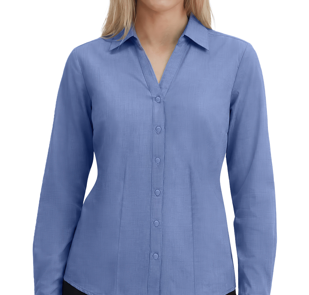 Blue Generation Women’s Untucked Crossweave Long Sleeve Dress Shirt-default