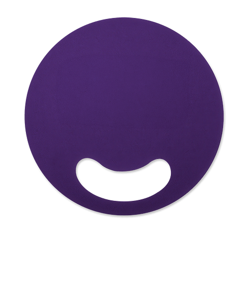 Circle Plastic Hand Fan with Handle in Purple