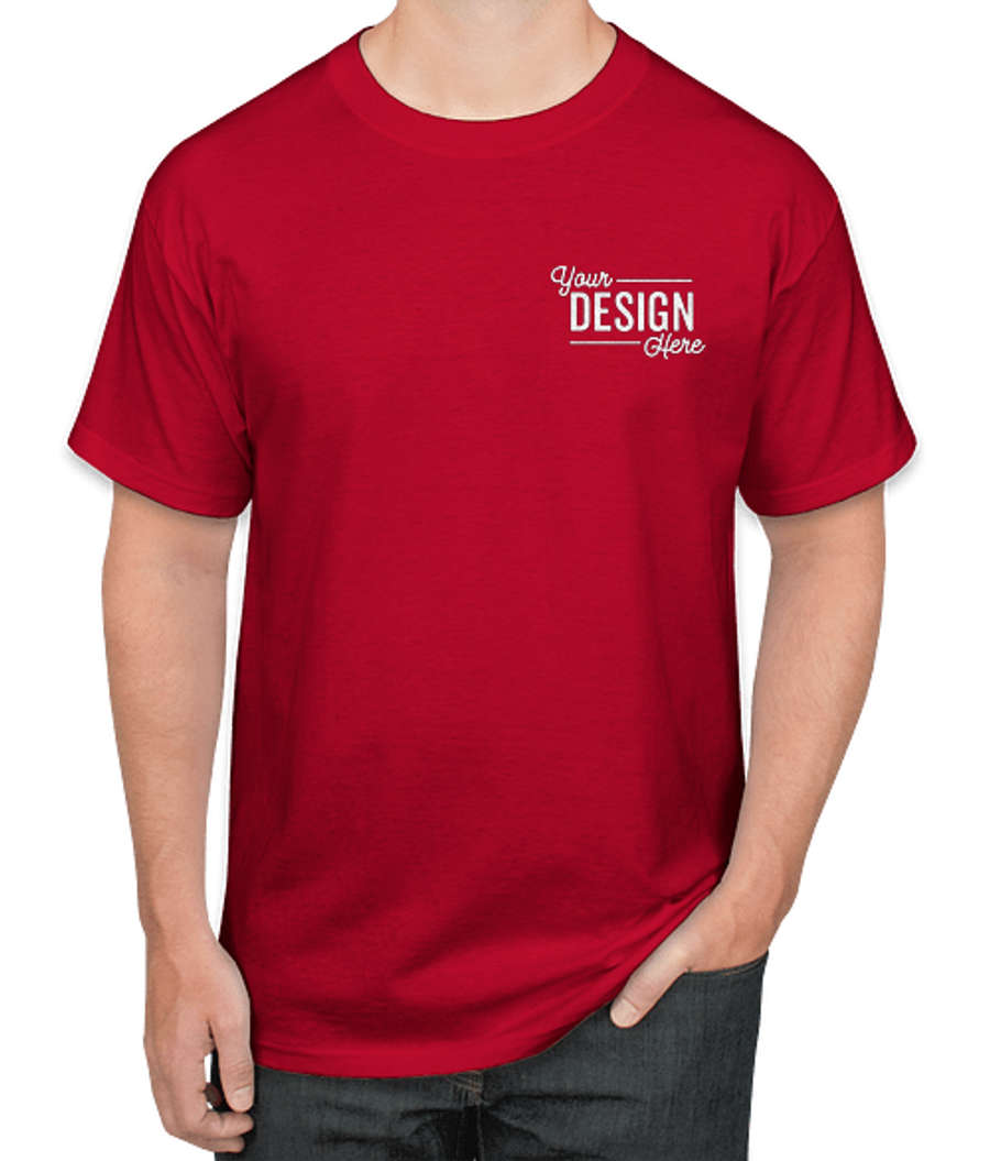 Hanes Authentic T-shirt - Embroidered in Deep Red