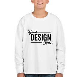 Fruit of the Loom Youth 100% Cotton Long Sleeve T-shirt - Color: White