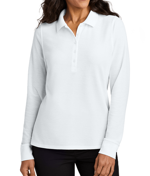 Port Authority Women's Wearever UV Long Sleeve Performance Pique Polo in White