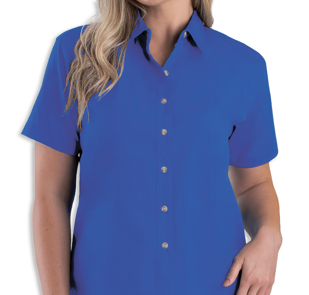 Blue Generation Women's Superblend Poplin Short Sleeve Dress Shirt - Embroidered-default