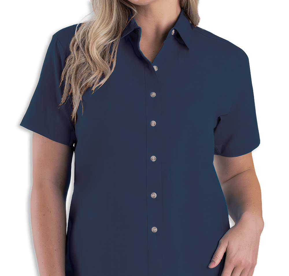 Blue Generation Women's Superblend Poplin Short Sleeve Dress Shirt - Embroidered-default