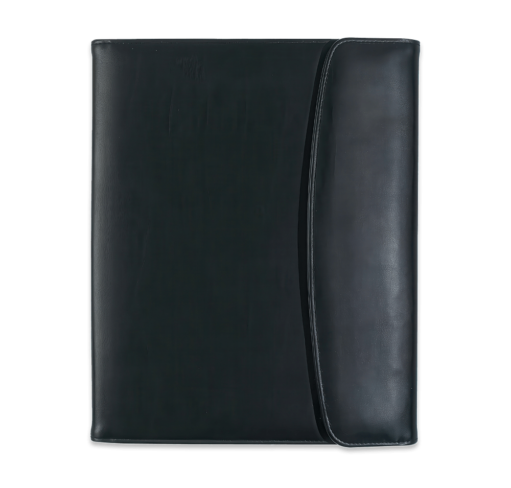 Large Leather Look Padfolio with Snap Closure-default