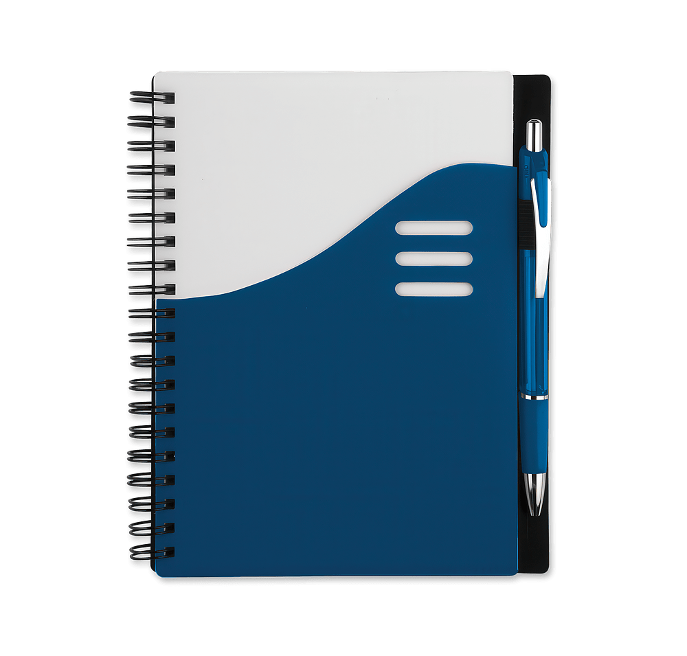 Color Wave Hard Cover Spiral Notebook with Pen-default