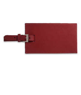 Debossed Whitney Leather Luggage Tag - Color: Red