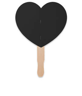 Full Color Heart Shaped Hand Fan - Color: Black