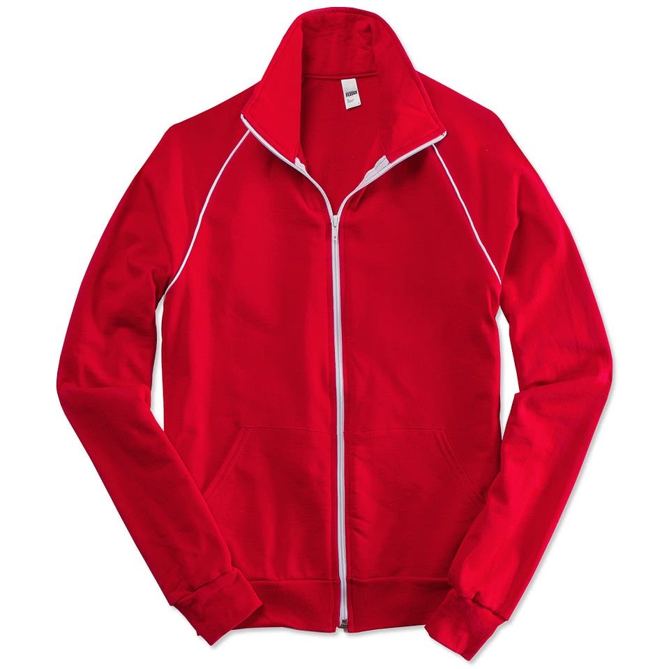 American Apparel USA-Made Fleece Track Jacket with White Piping