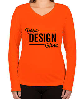Sport-Tek Women's Competitor Long Sleeve V-Neck Performance Shirt - Color: Neon Orange