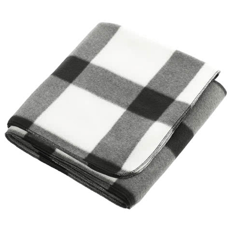 Buffalo Plaid Fleece Throw Blanket in Black/Blue