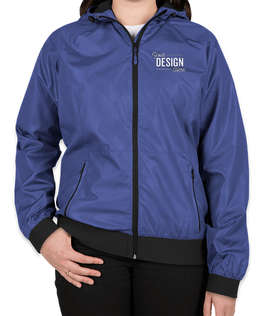 Sport-Tek Women's Embossed Full Zip Hooded Jacket - Color: True Royal / Black