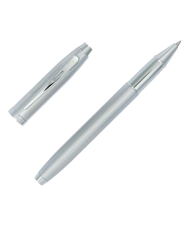 Custom Laser Engraved Sheaffer 100 Brushed Chrome Rollerball Pen