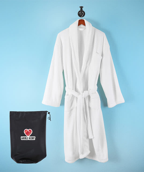 Cascade Coral Velvet Robe with Drawstring Bag