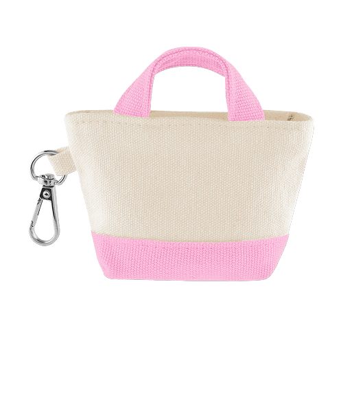 12 Oz. Recycled Cotton Mini Tote Bag Charm in NATURAL/PINK