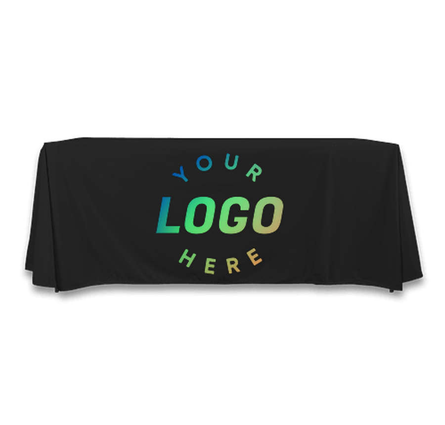 Full Color 6' Throw Tablecloth in Black