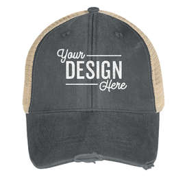 Adams Pigment Dyed Distressed Trucker Hat - Color: Navy / Tan