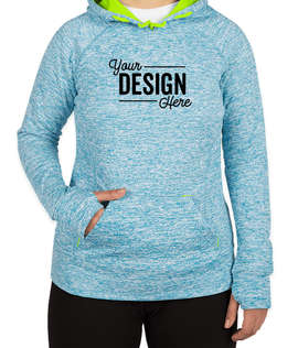 J. America Women's Cosmic Performance Pullover Hoodie - Color: Electric Blue / Neon Green