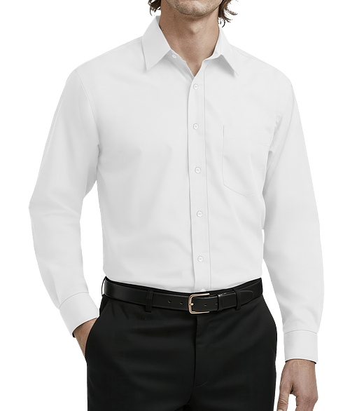 Blue Generation Fine Line Twill Long Sleeve Shirt - Embroidered in White