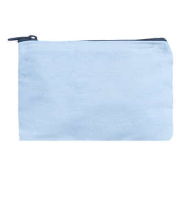 Small Colored Canvas Pouch with Colored Zipper - Color: Powder Puff/ Midnight