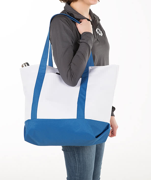 Embroidered Large Poly Zippered Tote Bag