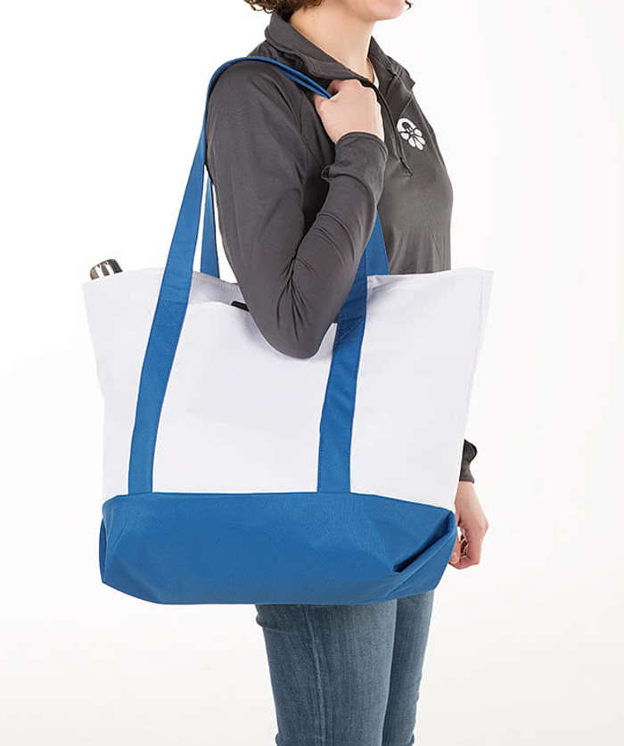 Embroidered Large Poly Zippered Tote Bag