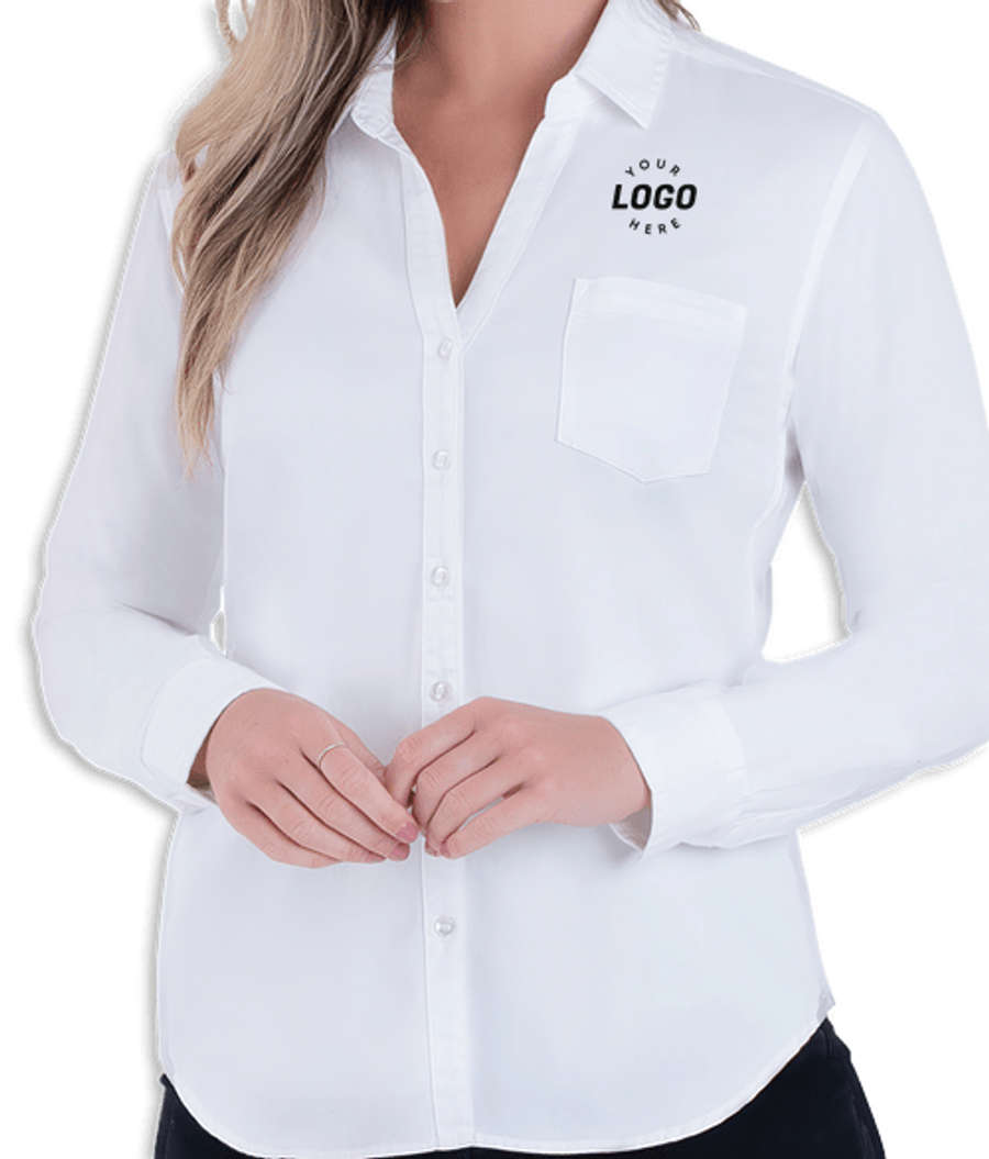 Blue Generation Women's Untucked Long Sleeve Denim Shirt - Embroidered in White
