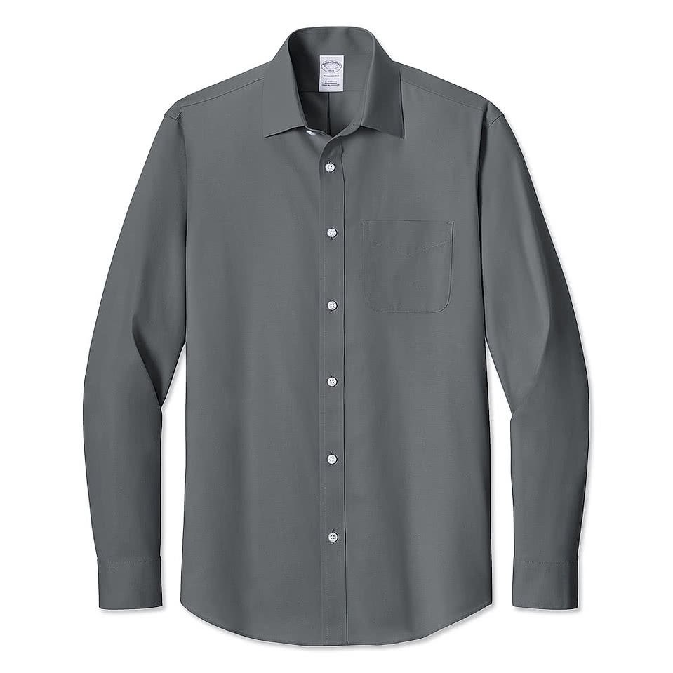 Brooks Brothers Wrinkle-Free Stretch Pinpoint Open Collar Dress Shirt - Printed