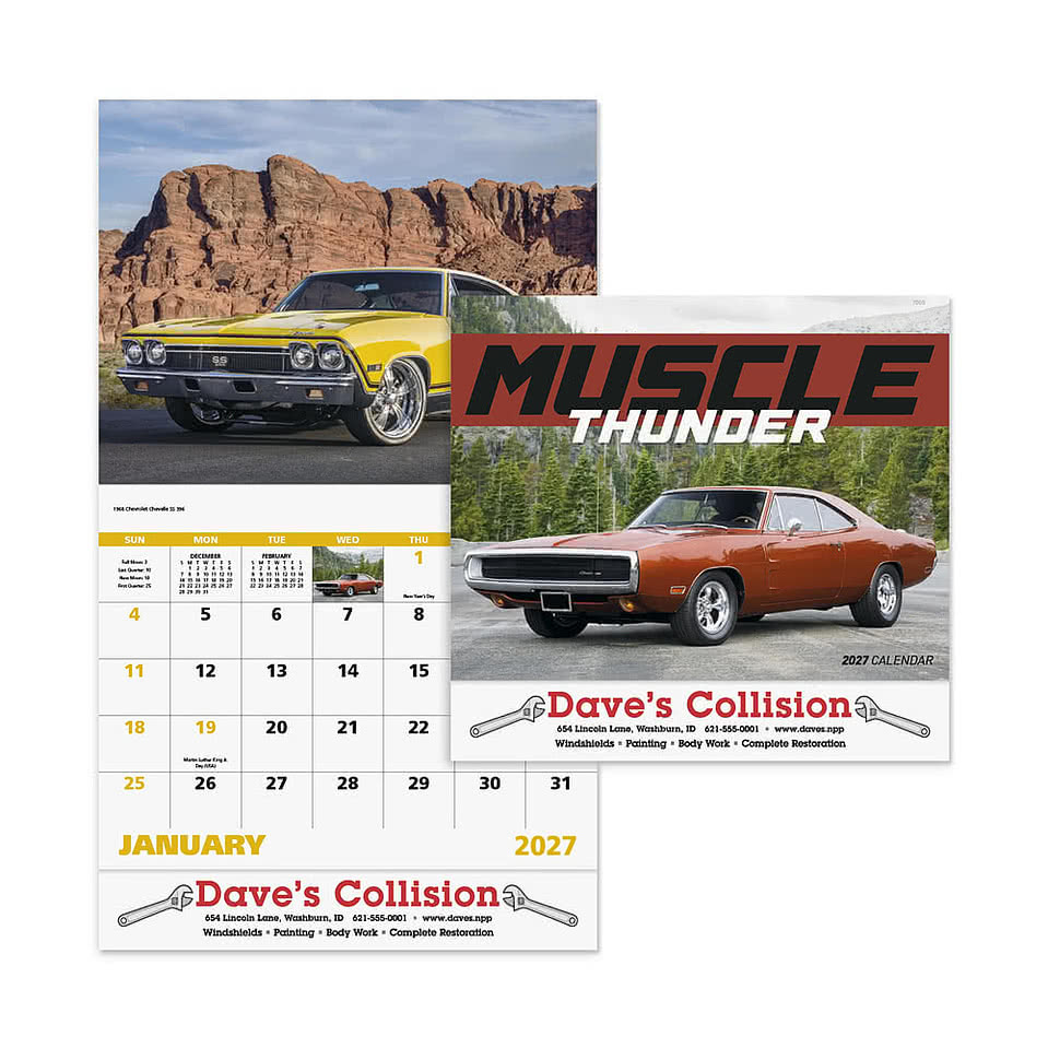 Muscle Thunder Car Stapled Monthly Calendar