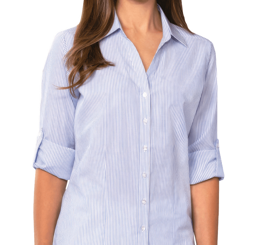 Blue Generation Women's Striped Poplin Dress Shirt-default