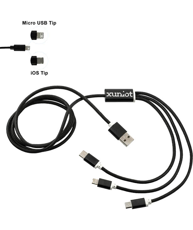Laser Engraved Realm 3-in-1 Long Charging Cable