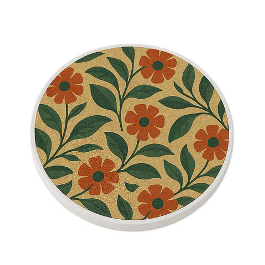 Full Color Round Ceramic Coaster in White