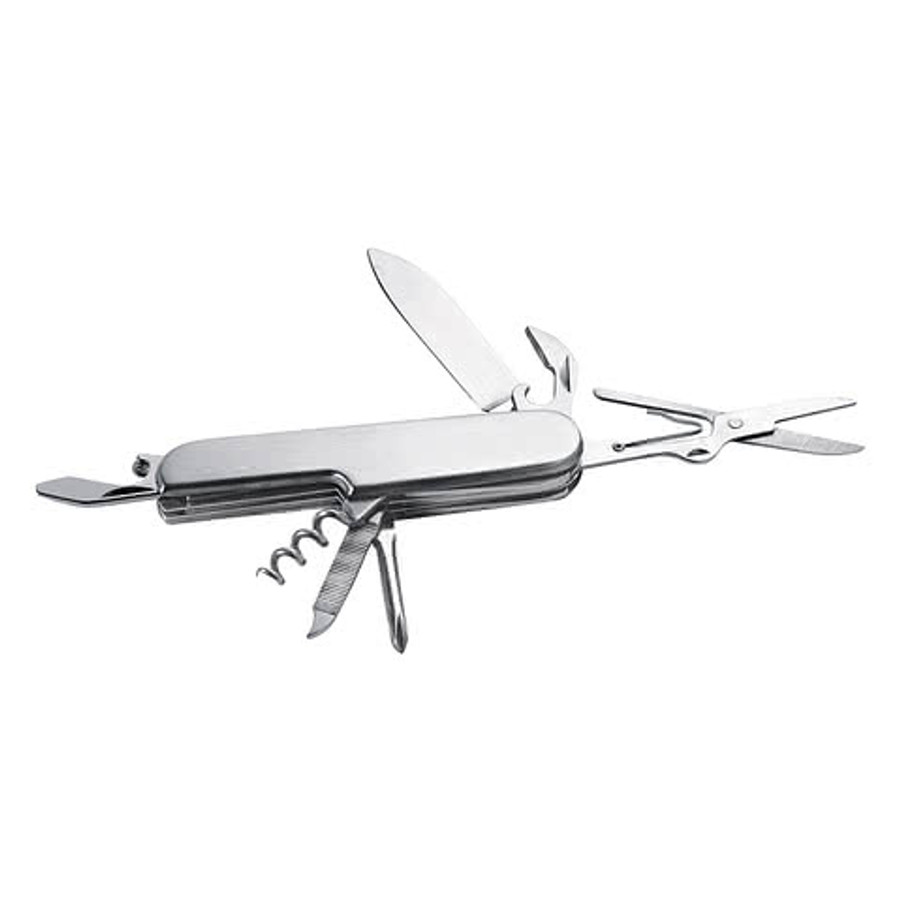Laser Engraved 8-Function Stainless Steel Pocket Knife in Stainless Steel