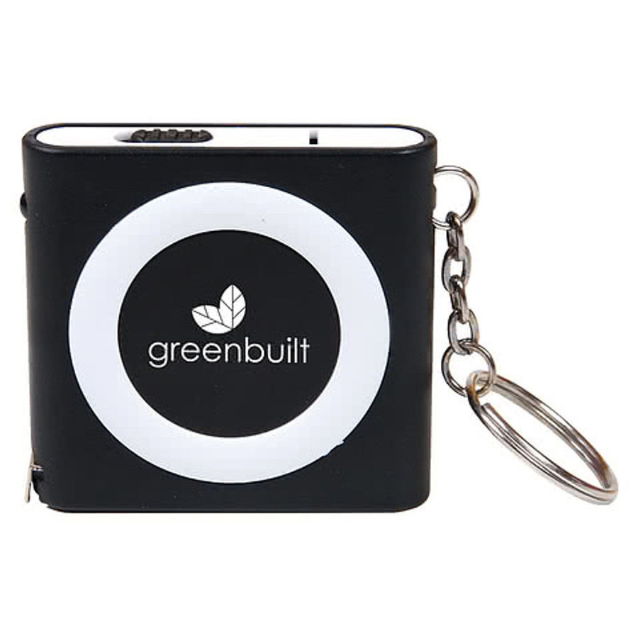 Tape Measure LED Light Keychain in BLACK