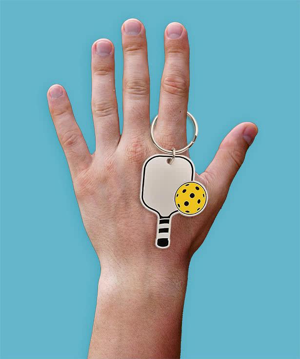 Pickleball Paddle and Ball Keychain
