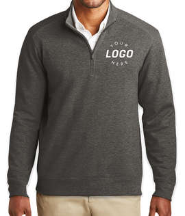 Port Authority Interlock Quarter Zip Pullover - Color: Charcoal Heather / Medium Heather Grey
