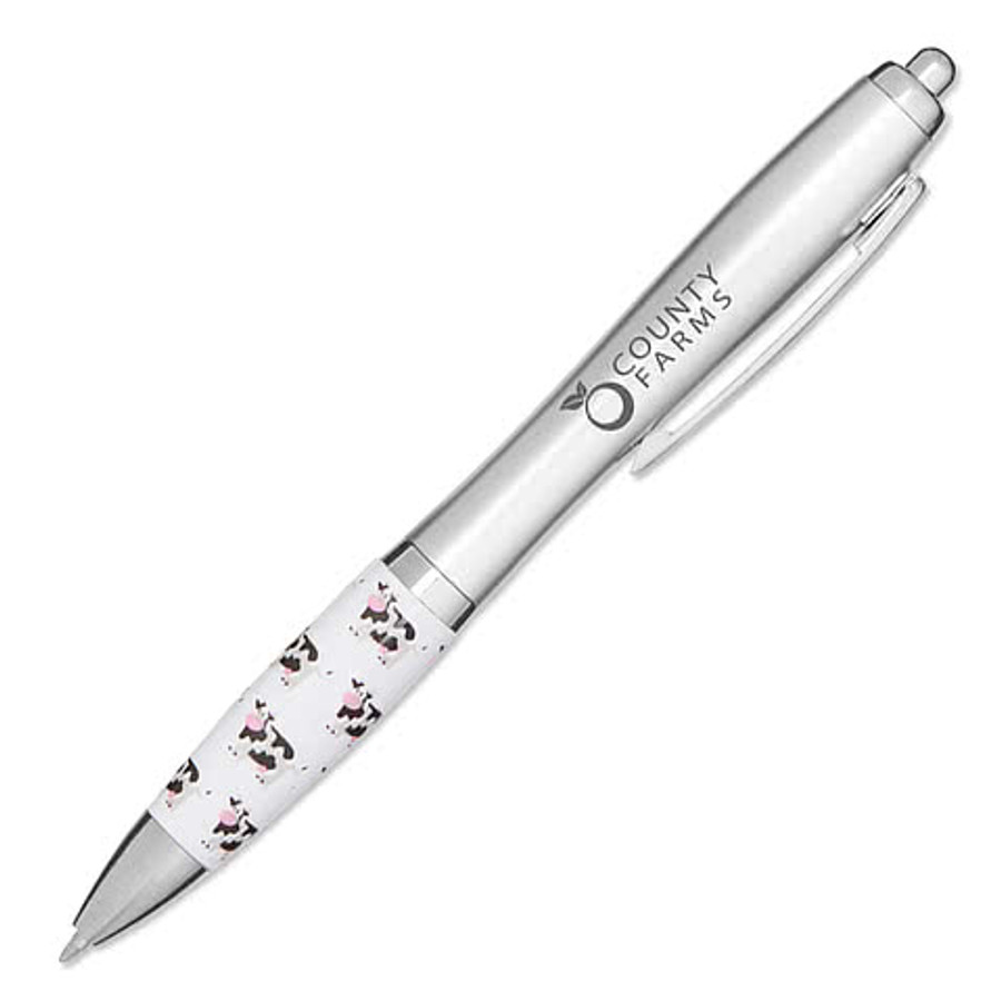 Agriculture & Farming Cow Recycled Ballpoint Pen (black ink) in Silver