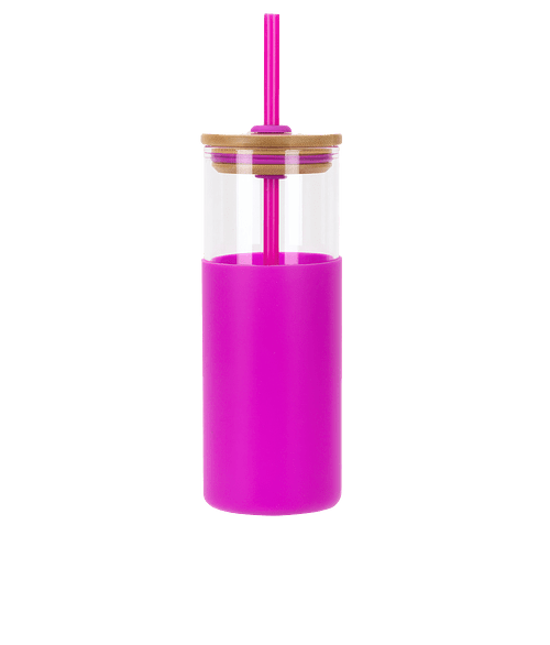 18 oz. Stirling Glass Tumbler with Straw in Pink